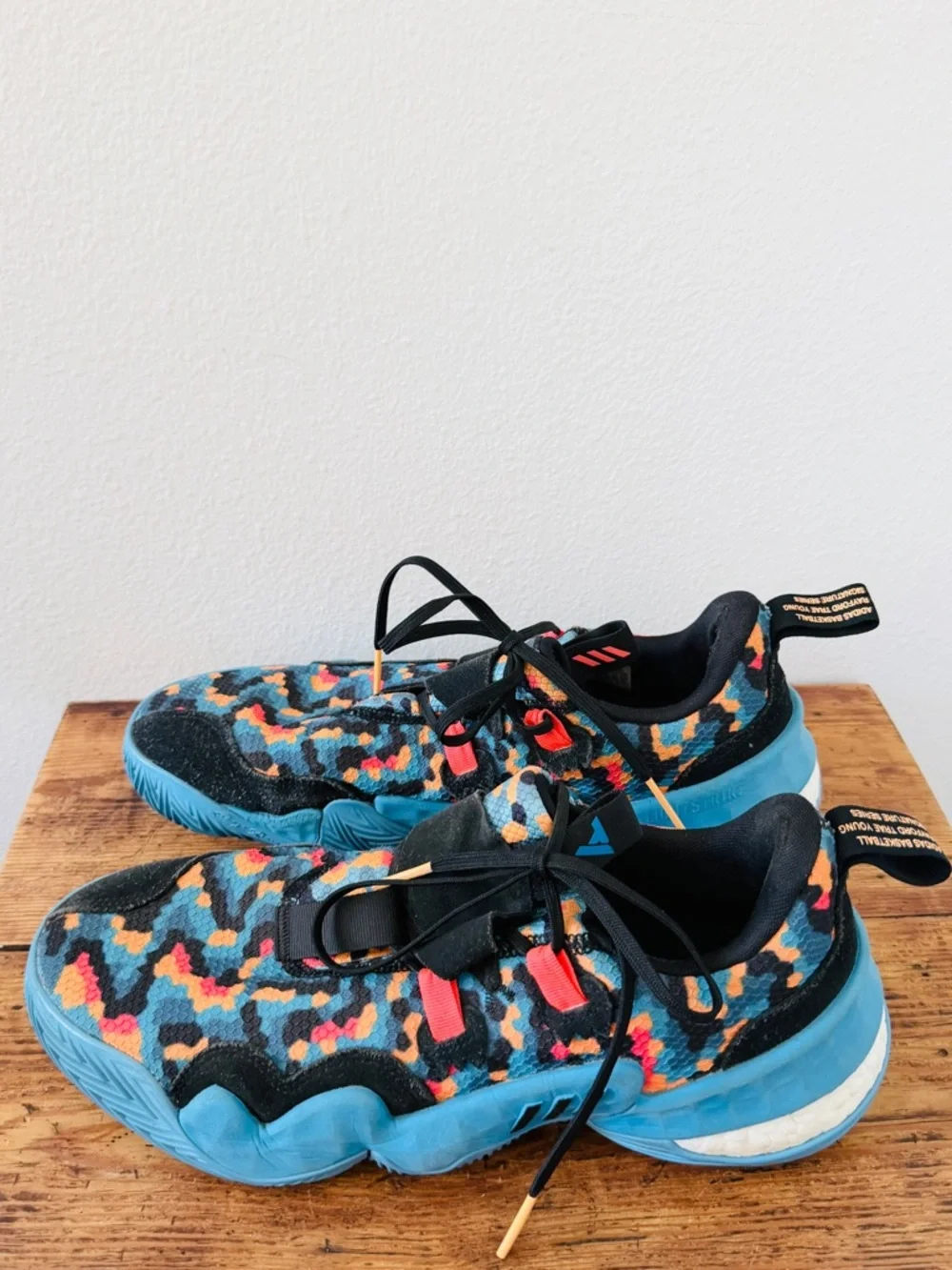 Adidas Trae Young 1 Pixels Core Black Sky Rush Blue  Basketball Sneakers